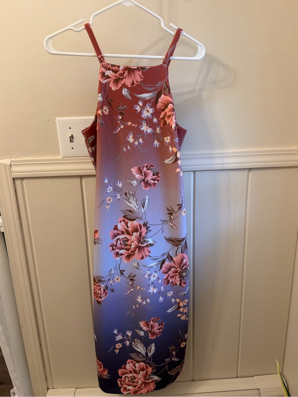 RACHEL Rachel Roy Dusty Rose to Navy Floral Ombre Maxi Dress